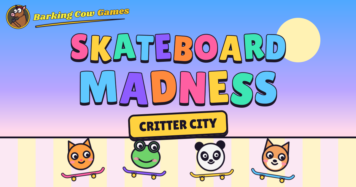 Skateboard Madness: cartoon critters on skateboards